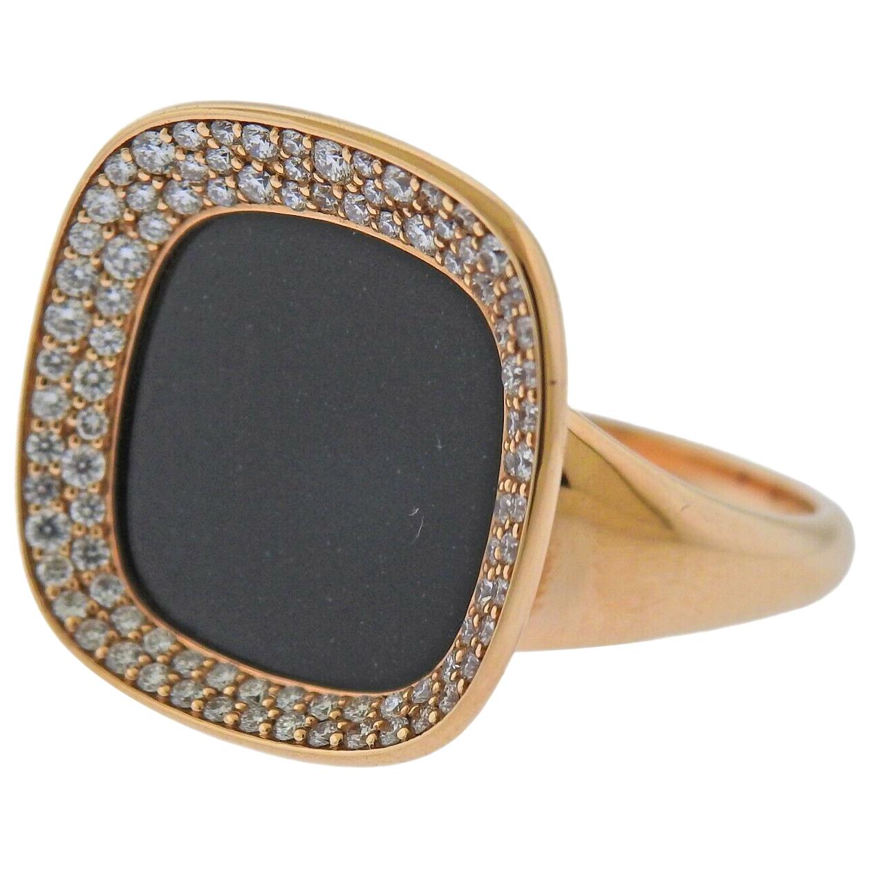 Roberto Coin Carnaby Street Black Jade Diamond Gold Ring