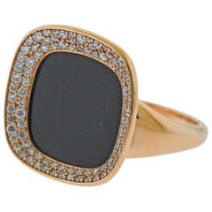 Roberto Coin Carnaby Street Black Jade Diamond Gold Ring