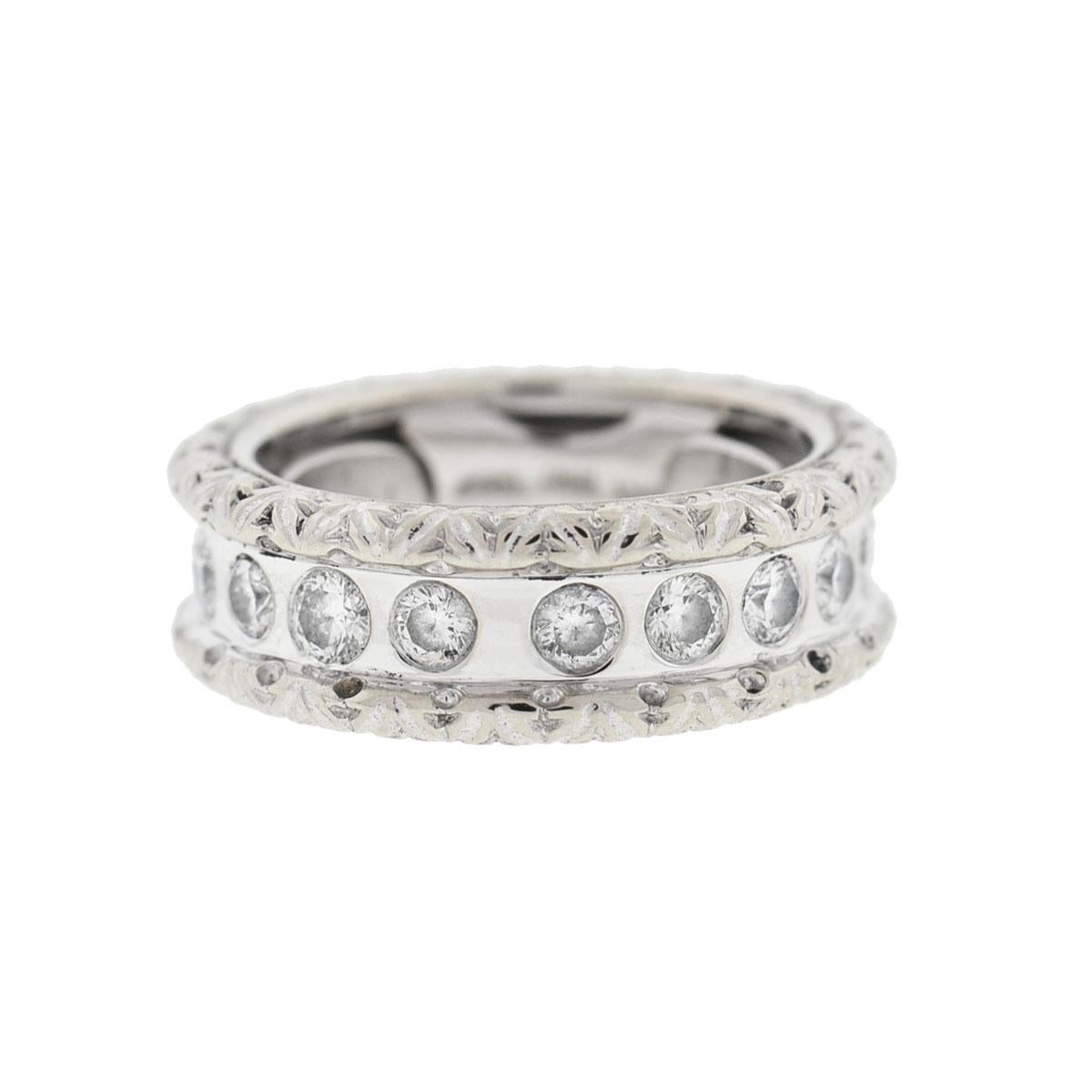 Round Cut Roberto Coin Cento 18 Karat White Gold Diamond Eternity Band