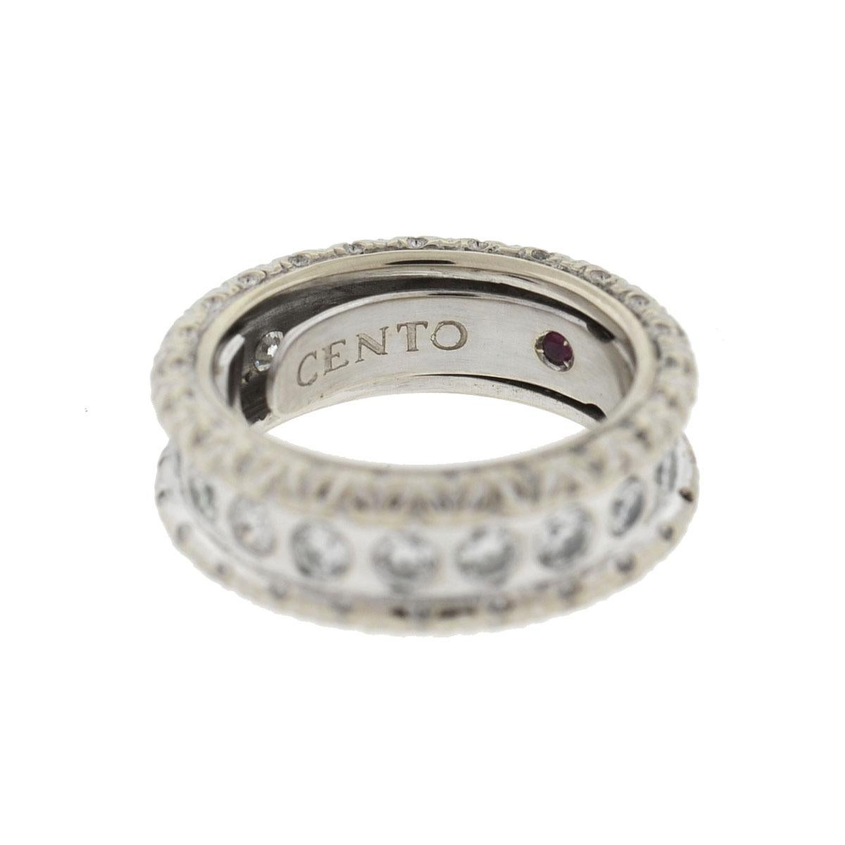 Roberto Coin Cento 18 Karat White Gold Diamond Eternity Band In Excellent Condition In Boca Raton, FL