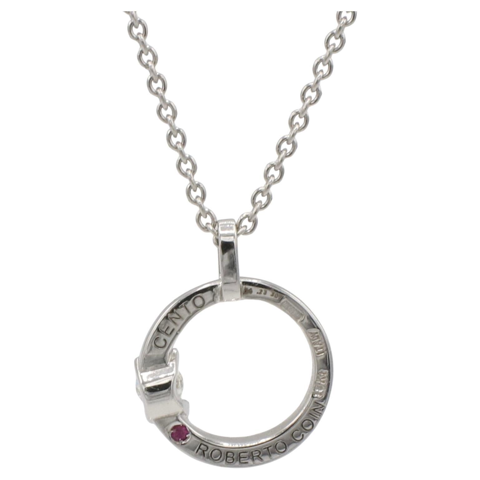 Roberto Coin Cento Collier pendentif en or blanc 18K à diamant naturel en cercle ouvert
Métal : or blanc 18k
Poids : 6.04 grammes
Longueur : 18 pouces
Pendentif : 15mm
Diamant : 0,20 carat F VVS
LTD F35001013
