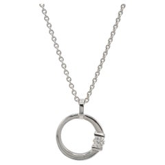 Roberto Coin Cento 18K White Gold Open Circle Natural Diamond Pendant Necklace
