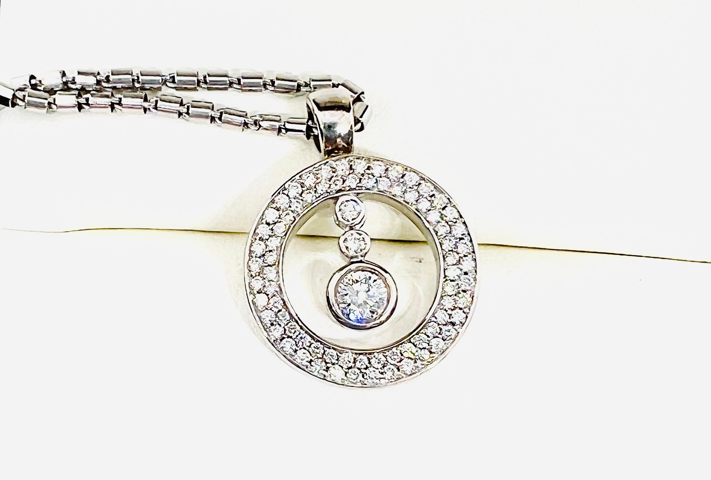 Women's or Men's Roberto Coin Cento Baby O 18K White Gold & Diamond Pendant on 18 inch chain For Sale