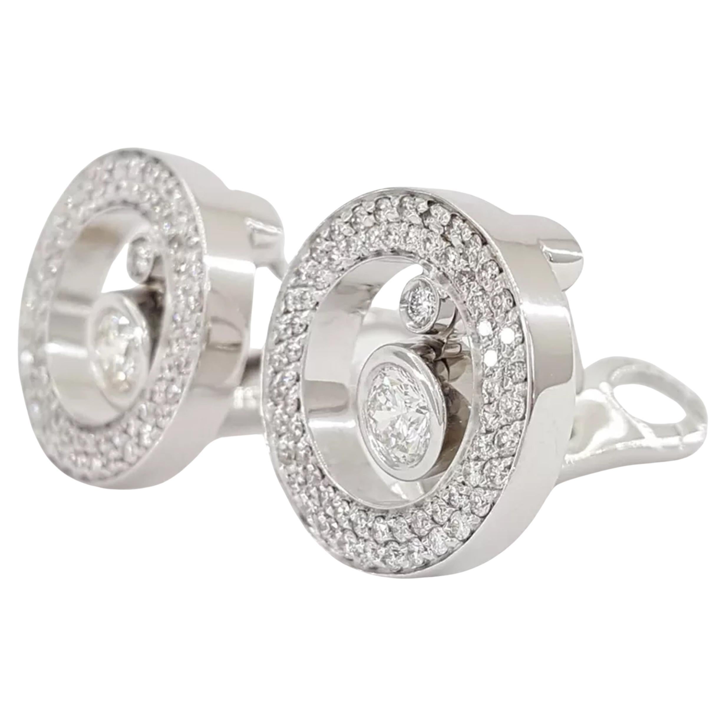 Round Cut Roberto Coin Cento Collection Diamond Circle Earrings in 18K white gold For Sale