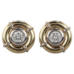 Boucles d'oreilles à l'or jaune et blanc 18 carats « Cento Diamond Bezel » de Roberto Coin