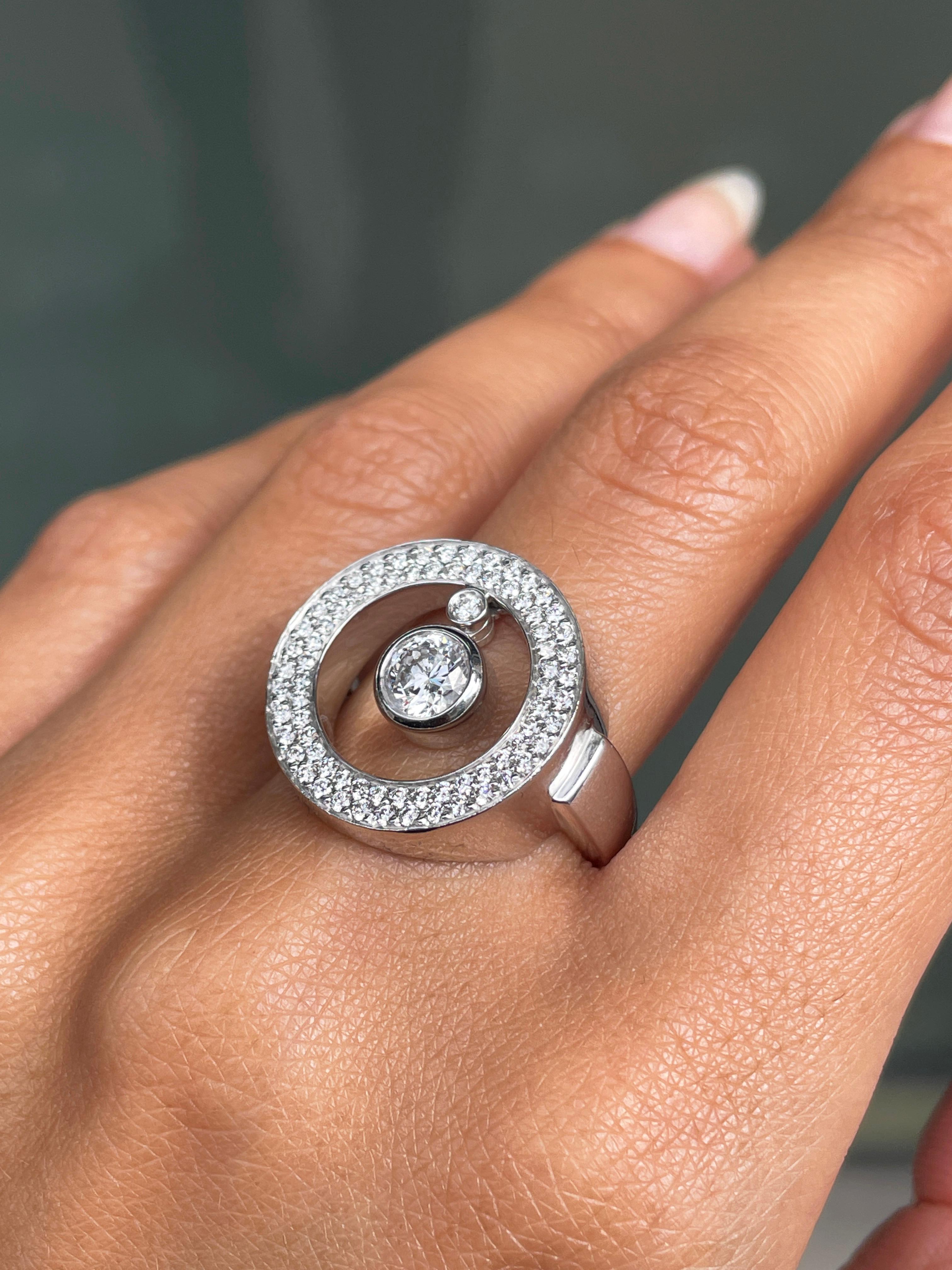 Round Cut Roberto Coin Cento Diamond O 18 Carat White Gold Ring