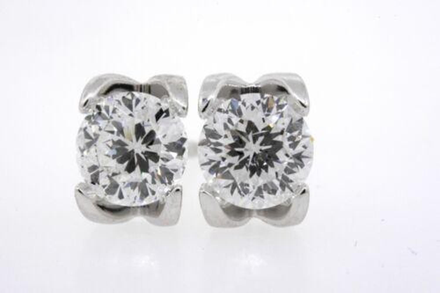 Roberto Coin Cento Diamond Stud Earrings 18k White Gold ~1.20ctw 2