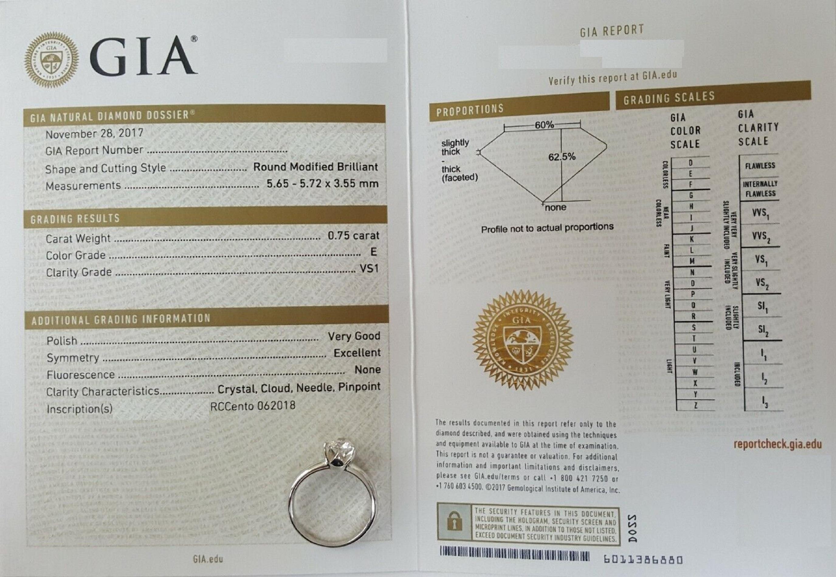 Roberto Coin Cento Bague en diamant certifié GIA à taille ronde et brillante Excellent état - En vente à Rome, IT