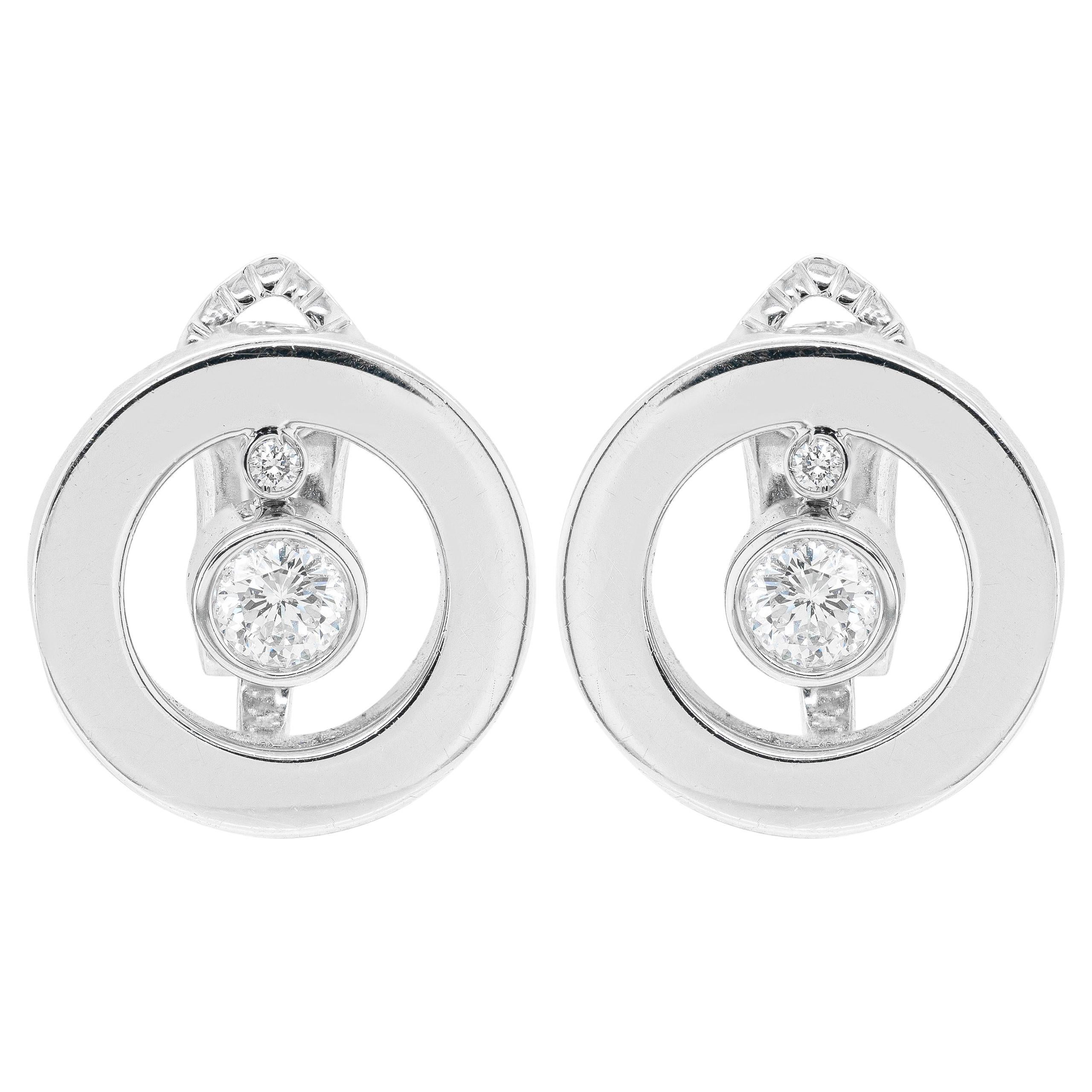 Roberto Coin Boucles d'oreilles Cento O en or blanc 18 carats et diamants