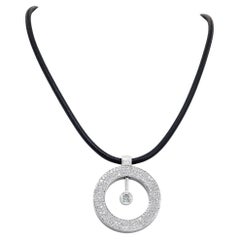 Roberto Coin Cento pave diamond pendant on a leather cord necklace