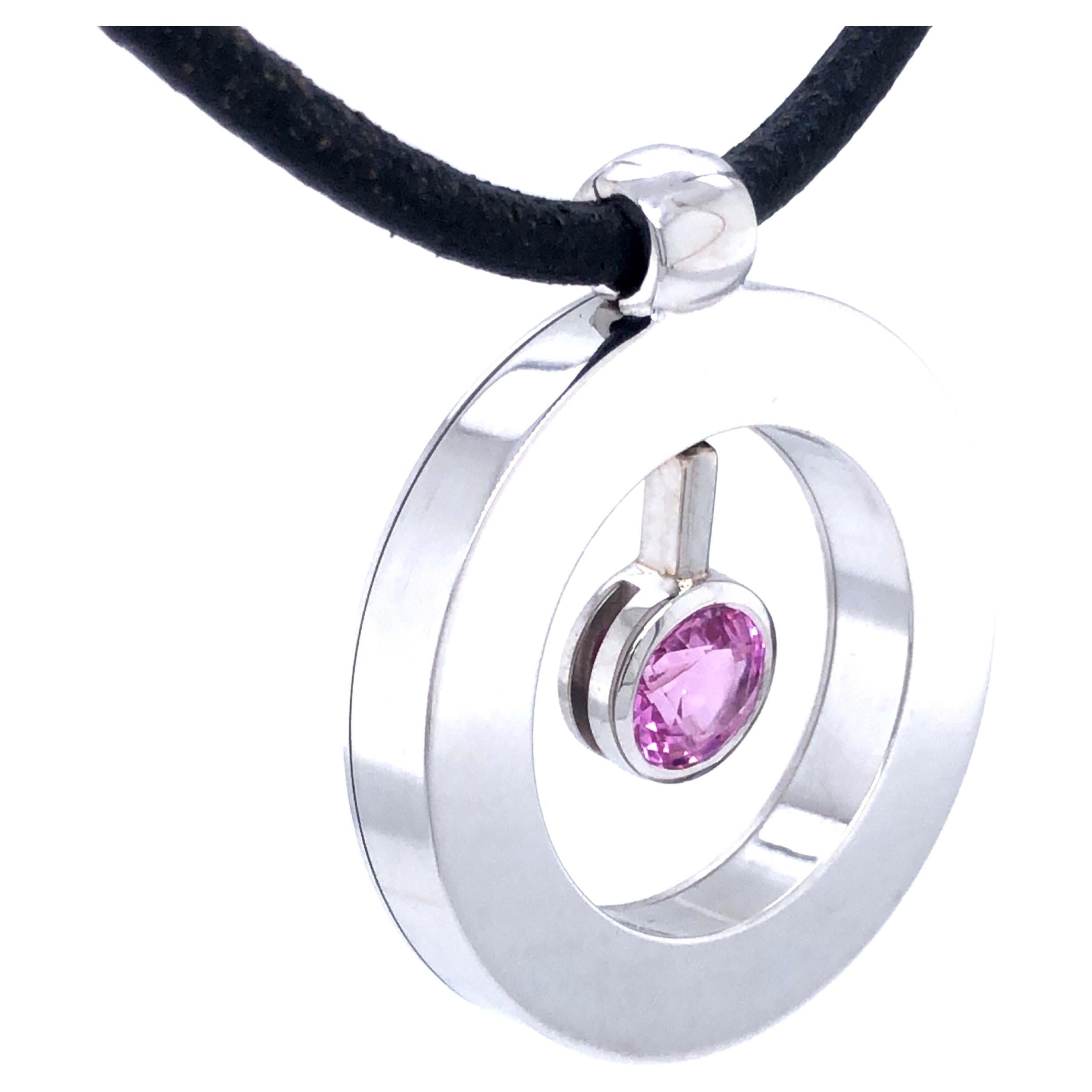 Roberto Coin Cento Pink Sapphire Necklace in 18k White Gold For Sale