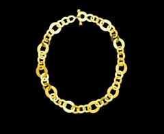 Roberto Coin Chain Necklace 18K Yellow Gold, cabochon Sapphire, and Ruby.