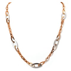 Roberto Coin Chic And Shine Collier Toggle à maillons ovales en or rose et blanc 18K