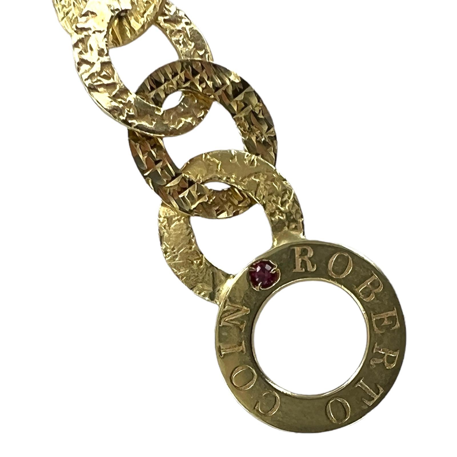 Women's Roberto Coin Chic & Shine 18 Karat Yellow Gold Hammered Finish Link Bracelet
