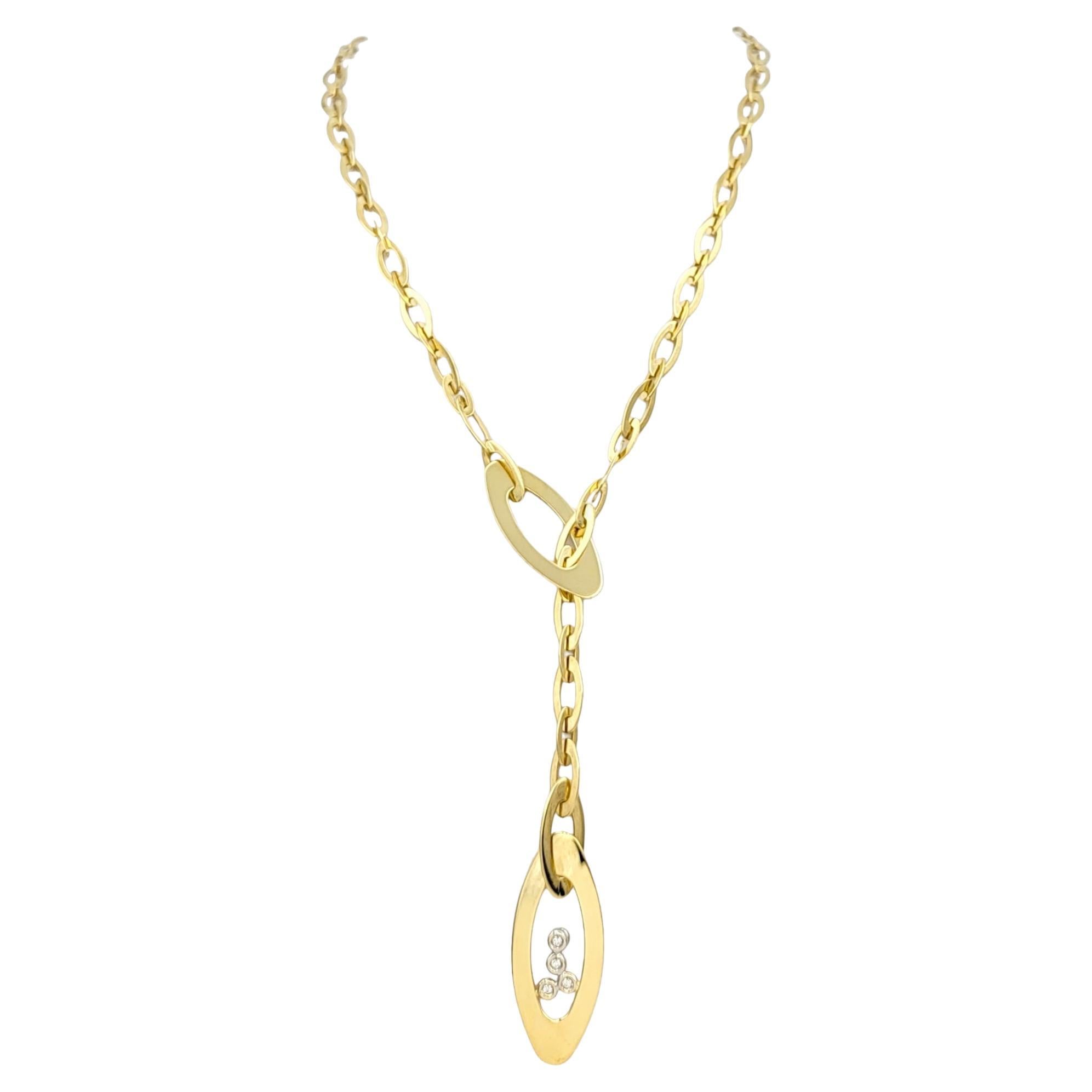 Roberto Coin Chic & Shine Diamond Lariat Style Necklace in 18 Karat Yellow Gold For Sale