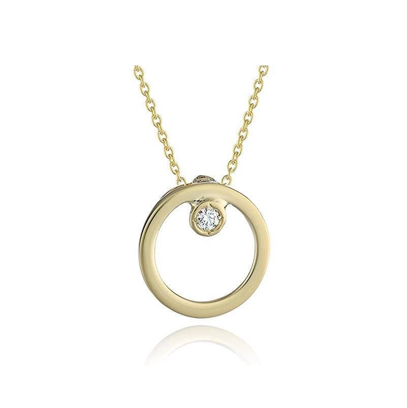 Roberto Coin Circle Diamonds Necklace 
18k Yellow Gold 
Diamonds 0.03 Carat Total Weight 
Chain Length 18