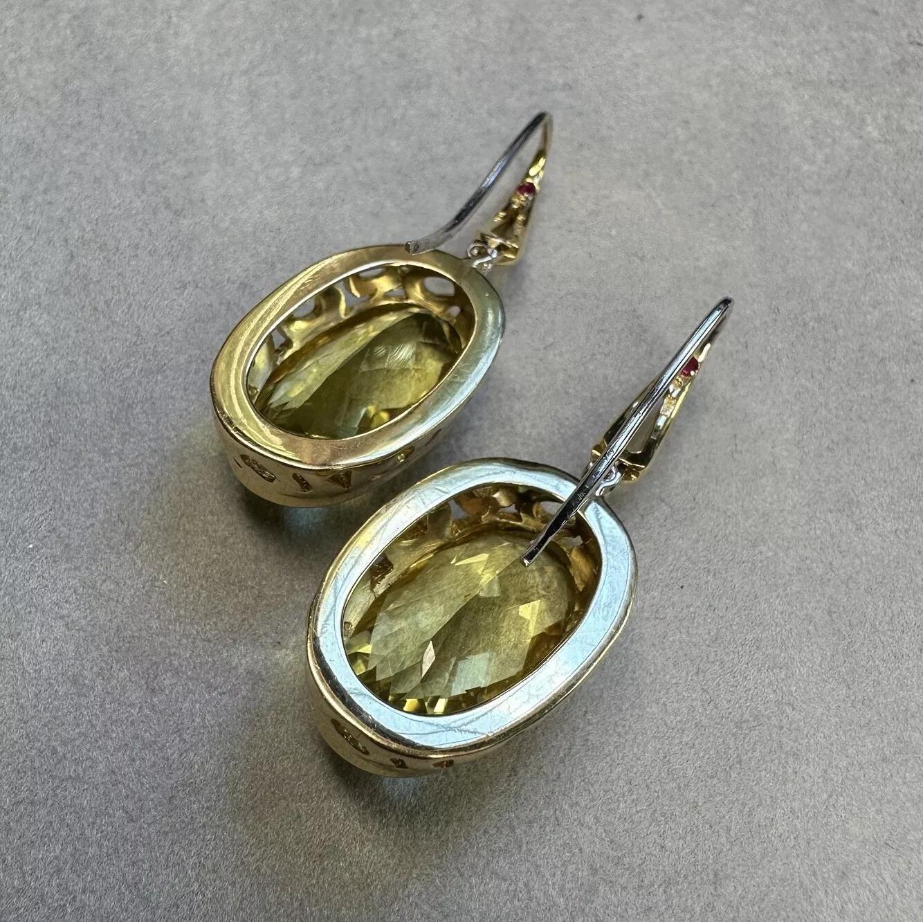 Roberto Coin Citrine and Diamond Drop Earrings in 18k Yellow Gold For Sale 1