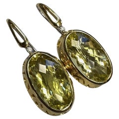 Roberto Coin Pendientes de Gota de Citrino y Diamante en Oro Amarillo de 18k