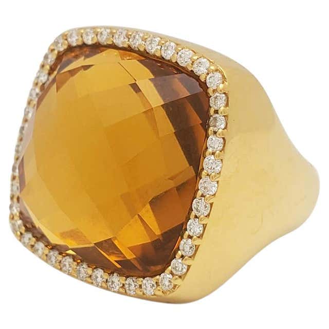 Retro Tri-Color Gold 57.86 Carat Citrine and Ruby Stone Cocktail Ring ...