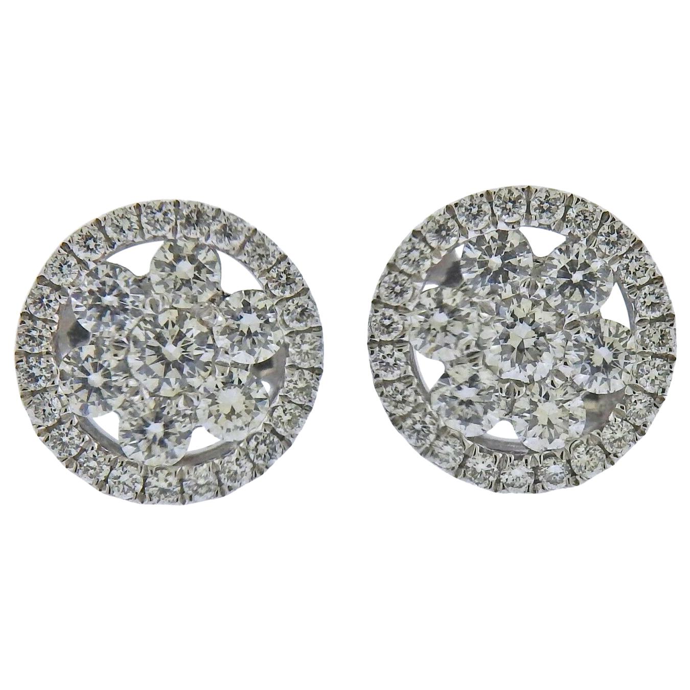 Roberto Coin Classic Cluster Diamond Gold Stud Earrings