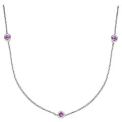 Roberto Coin Classic White Gold Pink Sapphire Chain Necklace
