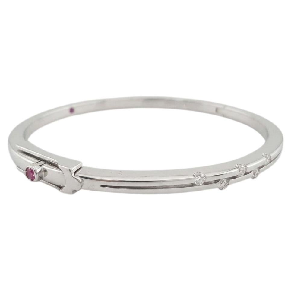 Roberto Coin Classica Parisienne Diamond Bangle Bracelet in 18k White Gold