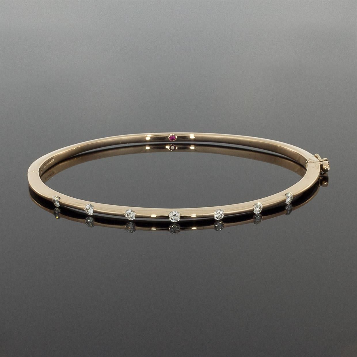 Roberto Coin Classica Parisienne Rose Gold 0.49 Carat Round Diamond Bracelets In New Condition In Columbia, MO