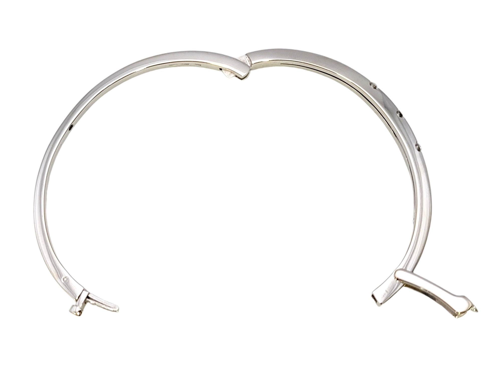 Round Cut Roberto Coin Classica Parisienne White Gold Split Bangle Bracelet with Diamonds