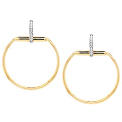 Roberto Coin Classica Parisienne Yellow Gold Small Diamond Circle Drop Earrings 