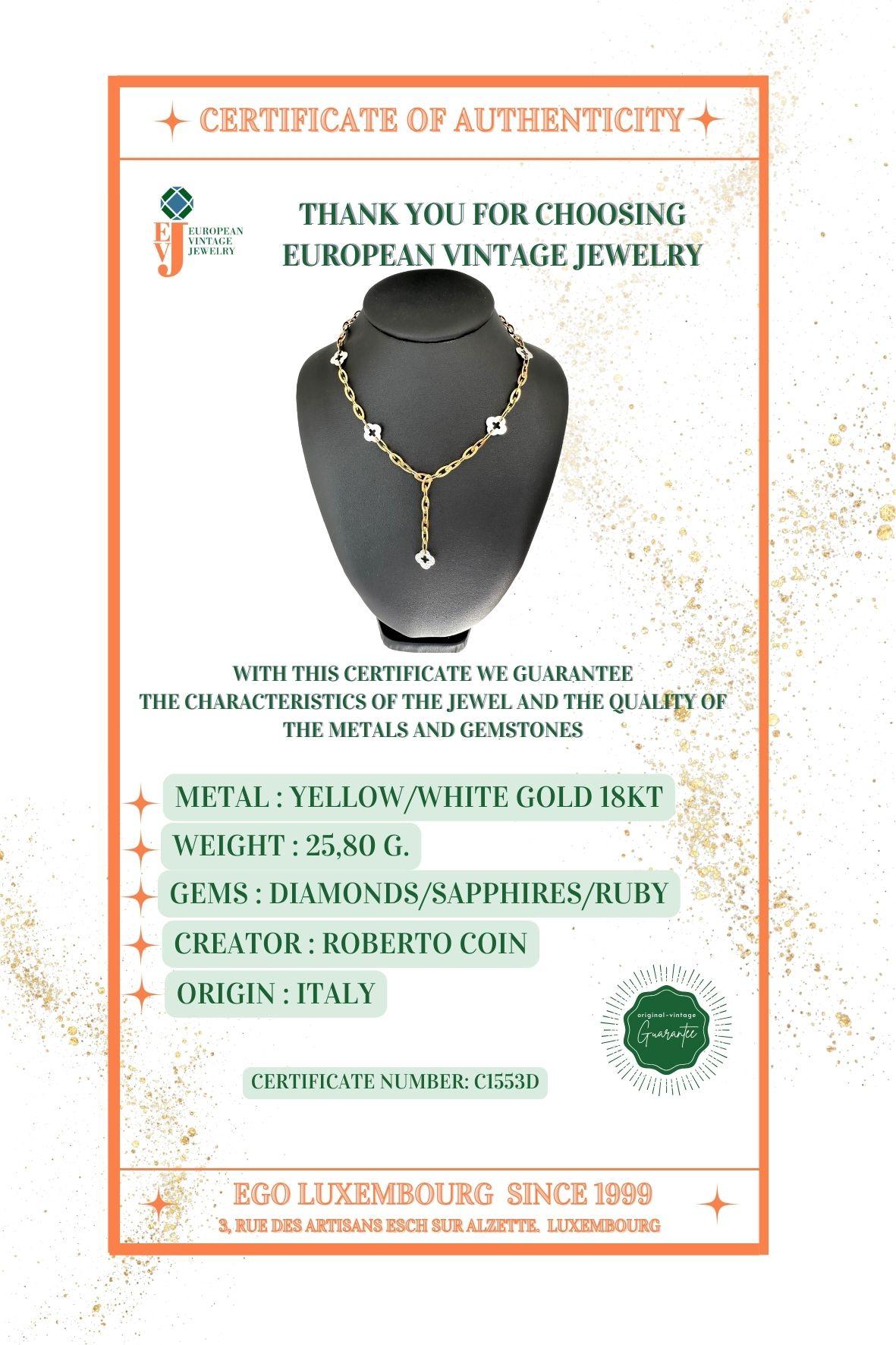 Roberto Coin Gliederhalskette aus Gold mit Kleeblatt Chic und Shine im Angebot 5