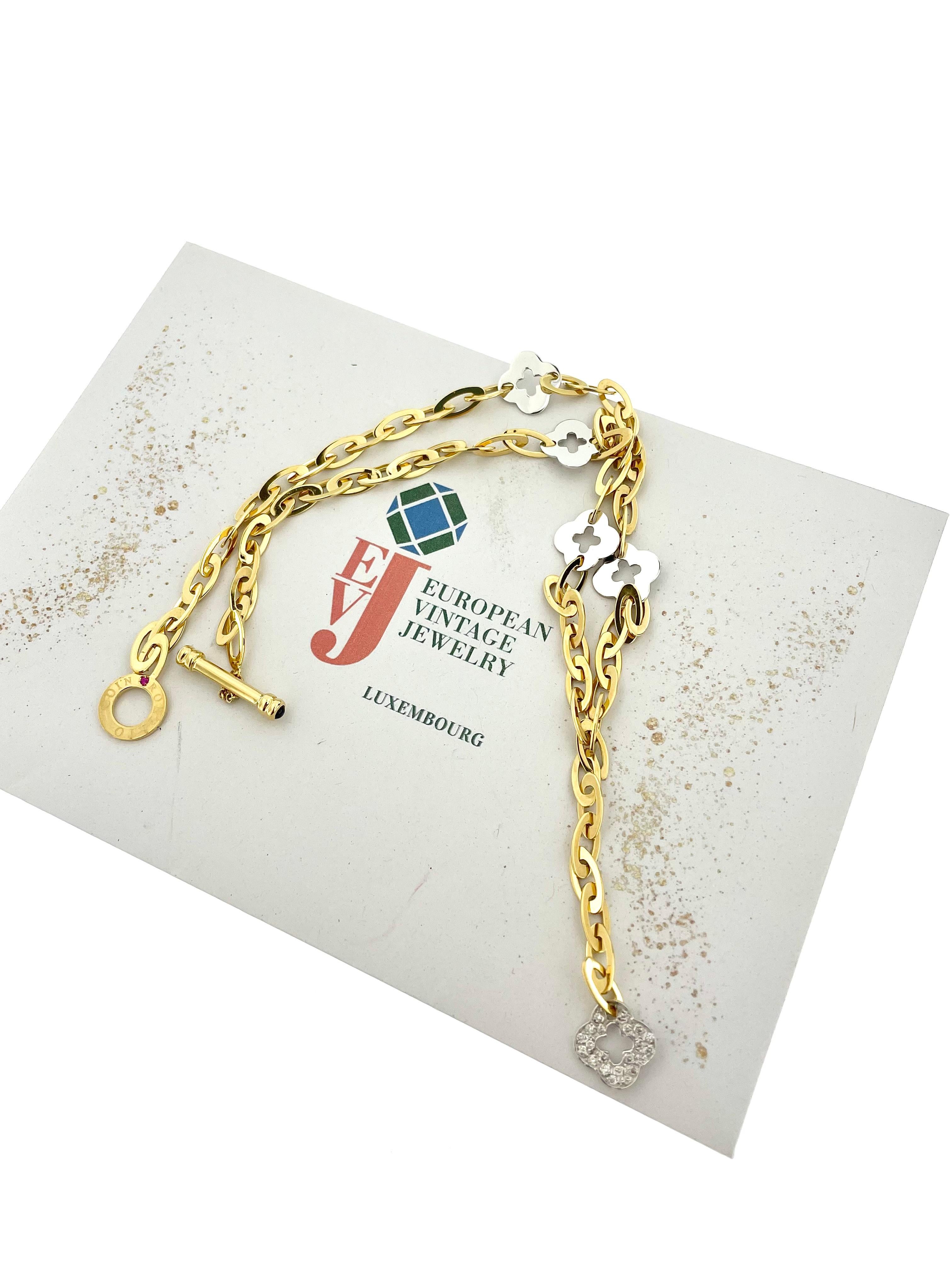 Roberto Coin Gliederhalskette aus Gold mit Kleeblatt Chic und Shine im Angebot 6