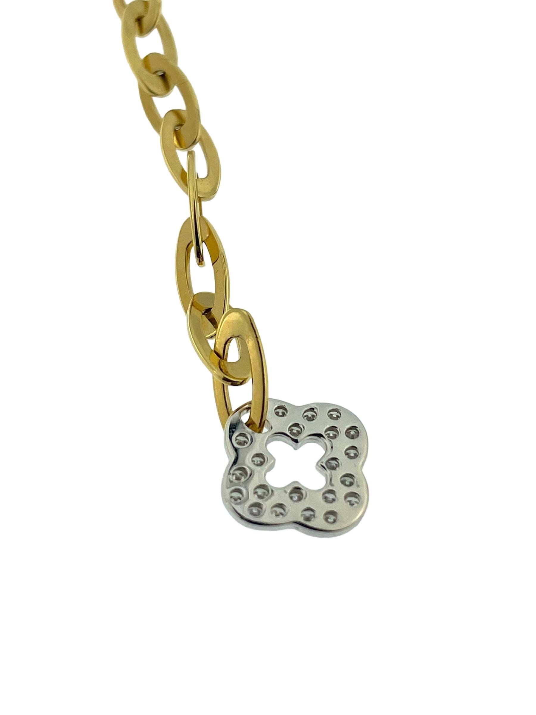 Roberto Coin Clover Chic and Shine Gold Links Necklace In Good Condition For Sale In Esch sur Alzette, Esch-sur-Alzette