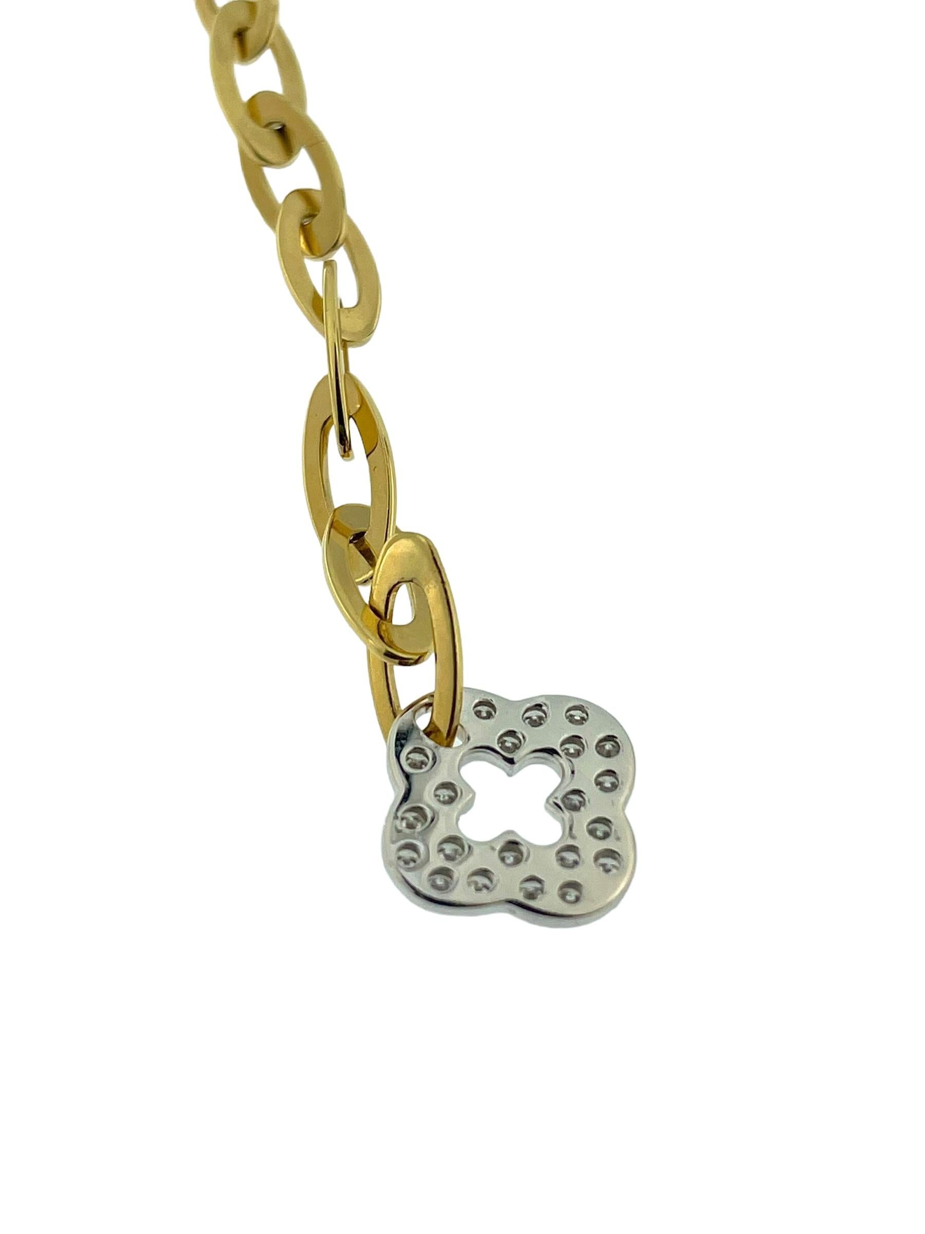 Roberto Coin Gliederhalskette aus Gold mit Kleeblatt Chic und Shine im Zustand „Gut“ im Angebot in Esch sur Alzette, Esch-sur-Alzette
