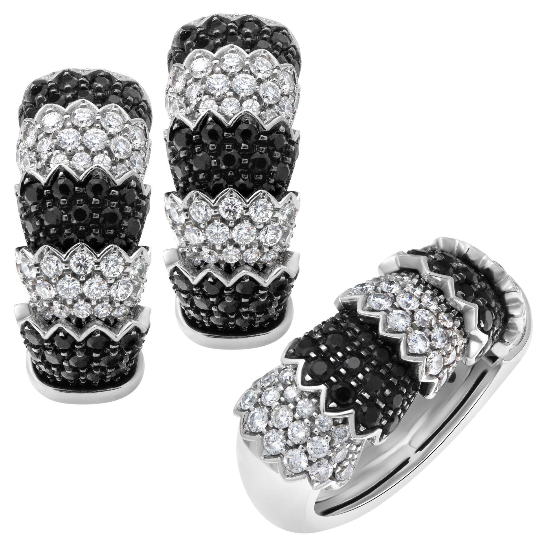 Roberto Coin "Cobra" 18k White Gold Earrings and Ring For Sale