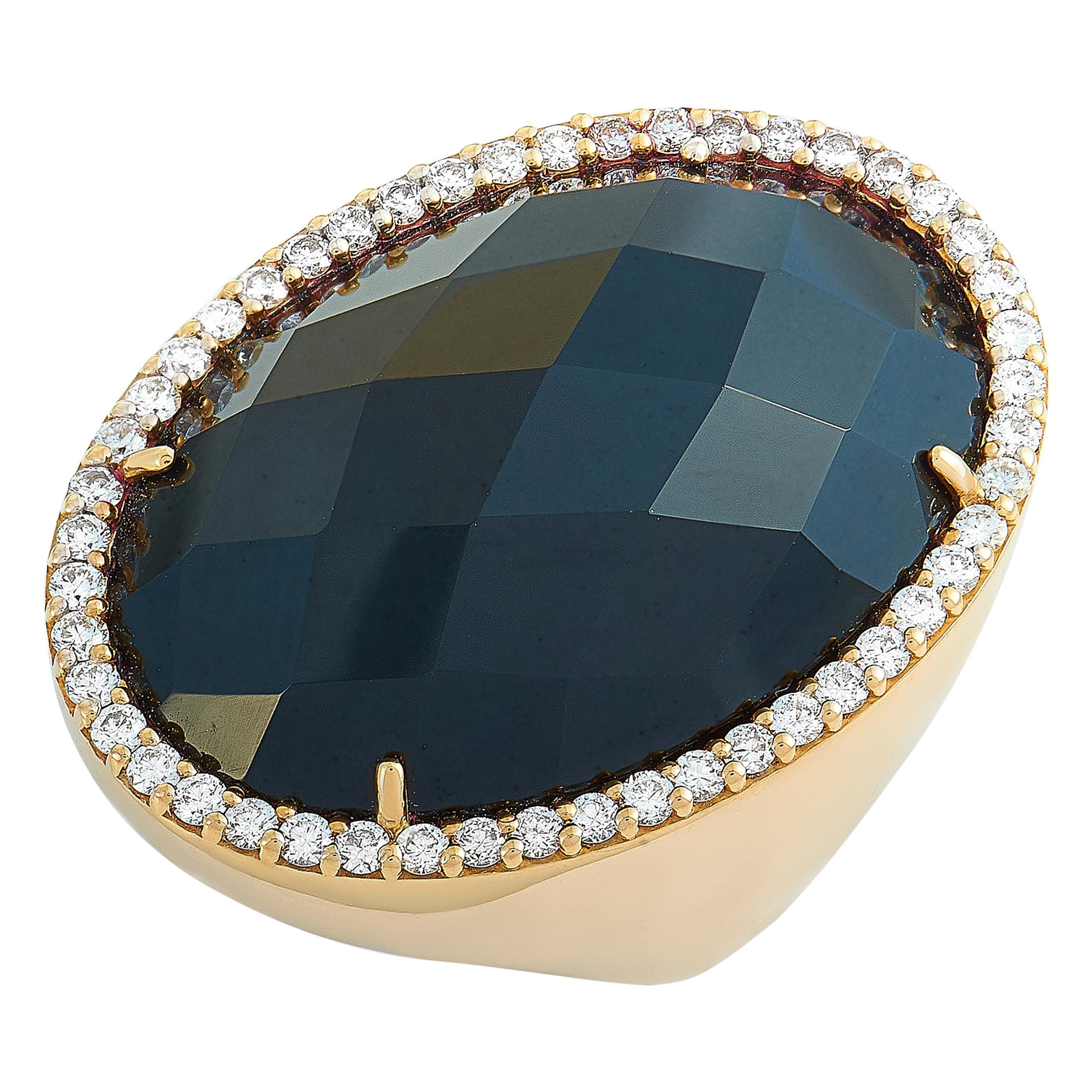 Roberto Coin Cocktail 18 Karat Rose Gold Diamond and Onyx Ring For Sale