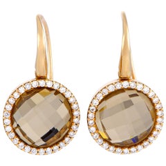 Roberto Coin Cocktail 18 Karat Rose Gold Diamond and Quartz French Wire Earrings