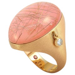 Roberto Coin Cocktail 18 Karat Rose Gold Diamond and Rutilated Quartz Ring