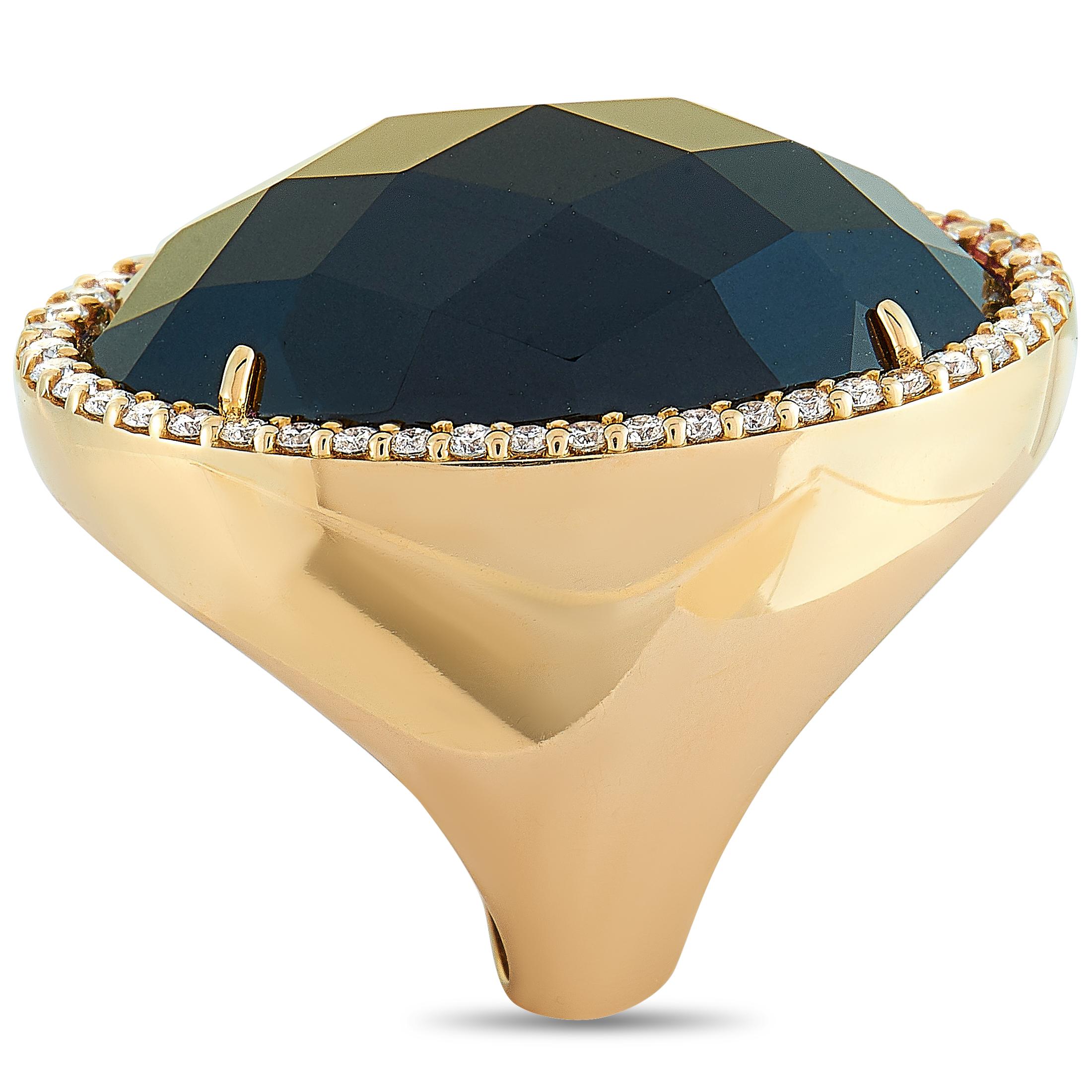 Round Cut Roberto Coin Cocktail 18 Karat Rose Gold Diamond and Onyx Ring For Sale