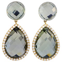 Roberto Coin Cocktail 18k Yellow and White Gold Diamond and Prasiolite Earrings