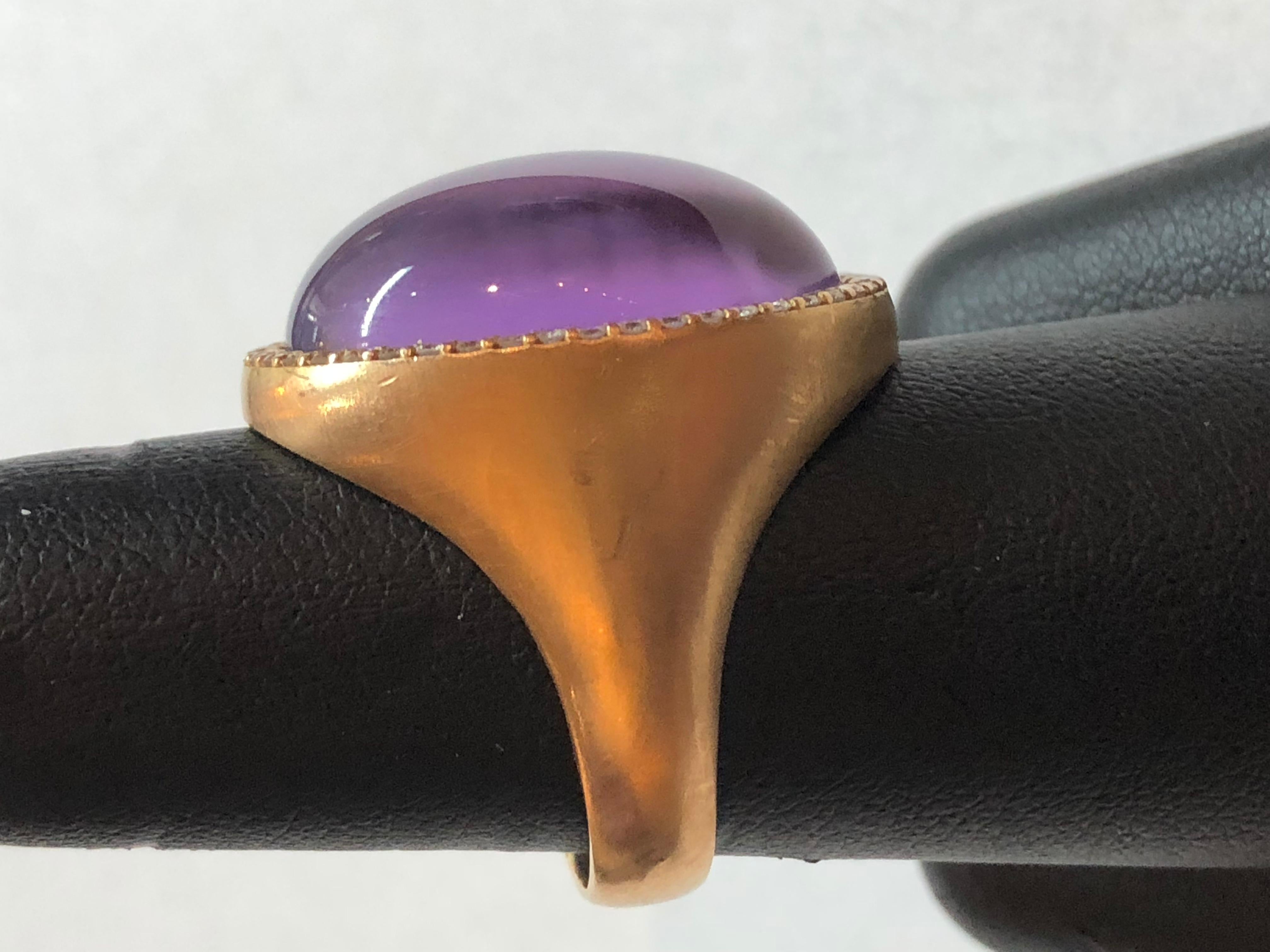 Roberto Coin Cocktail Ring Amethyst Diamond 0.42 Carat 18 Karat Gold In Excellent Condition In Fort Lauderdale, FL