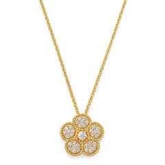 Roberto Coin Daisy Diamond Pendant with Chain, 18k Yellow Gold 17.50