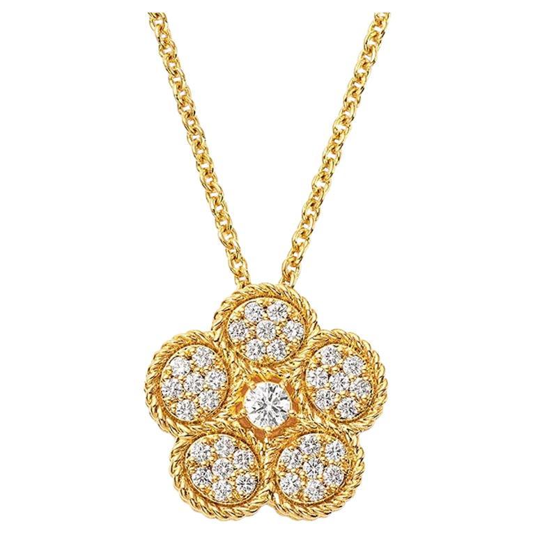 Roberto Coin Daisy Diamond Pendant with Chain, 18k Yellow Gold 17.50