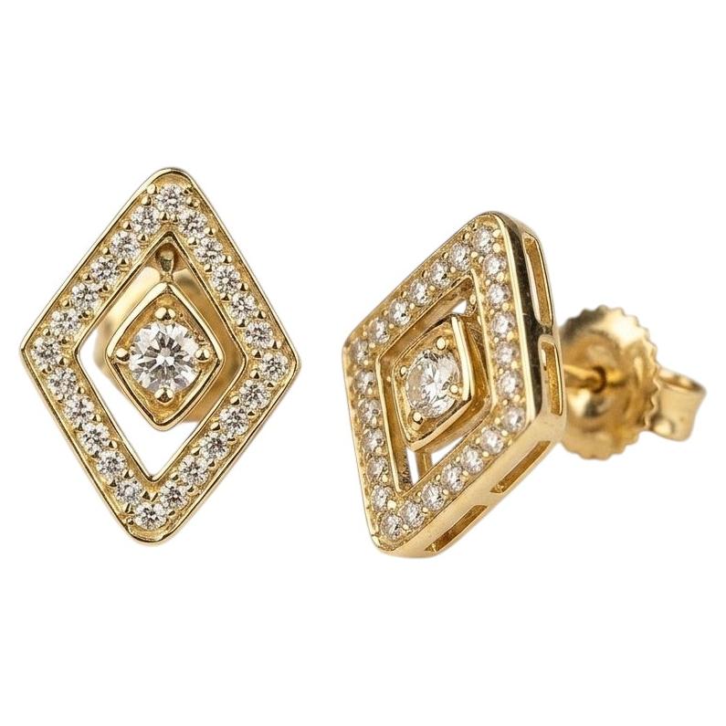Pre-owned Roberto Coin Diamante 18k Yellow Gold Diamond Stud Earrings