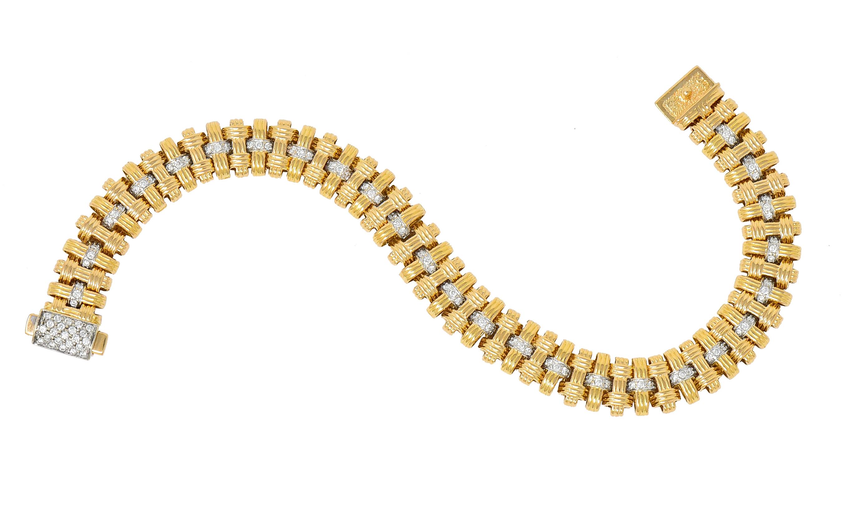 Roberto Coin Diamond 18 Karat Gold Appassionata Woven Link Bracelet 4