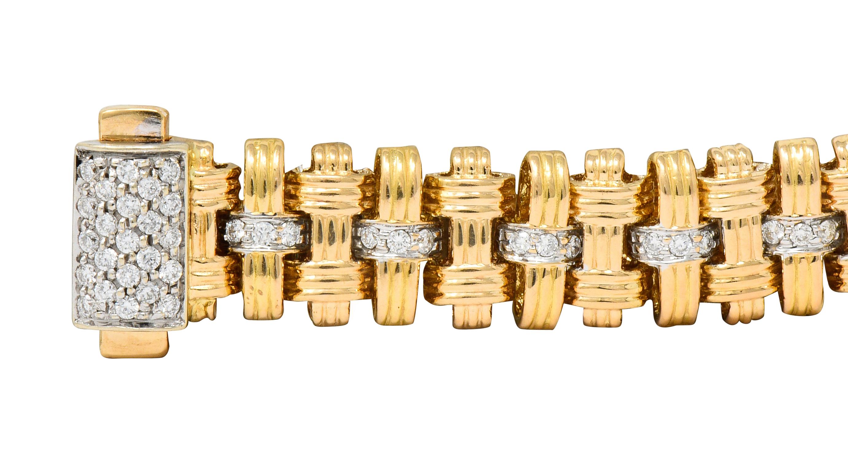 Contemporary Roberto Coin Diamond 18 Karat Gold Appassionata Woven Link Bracelet