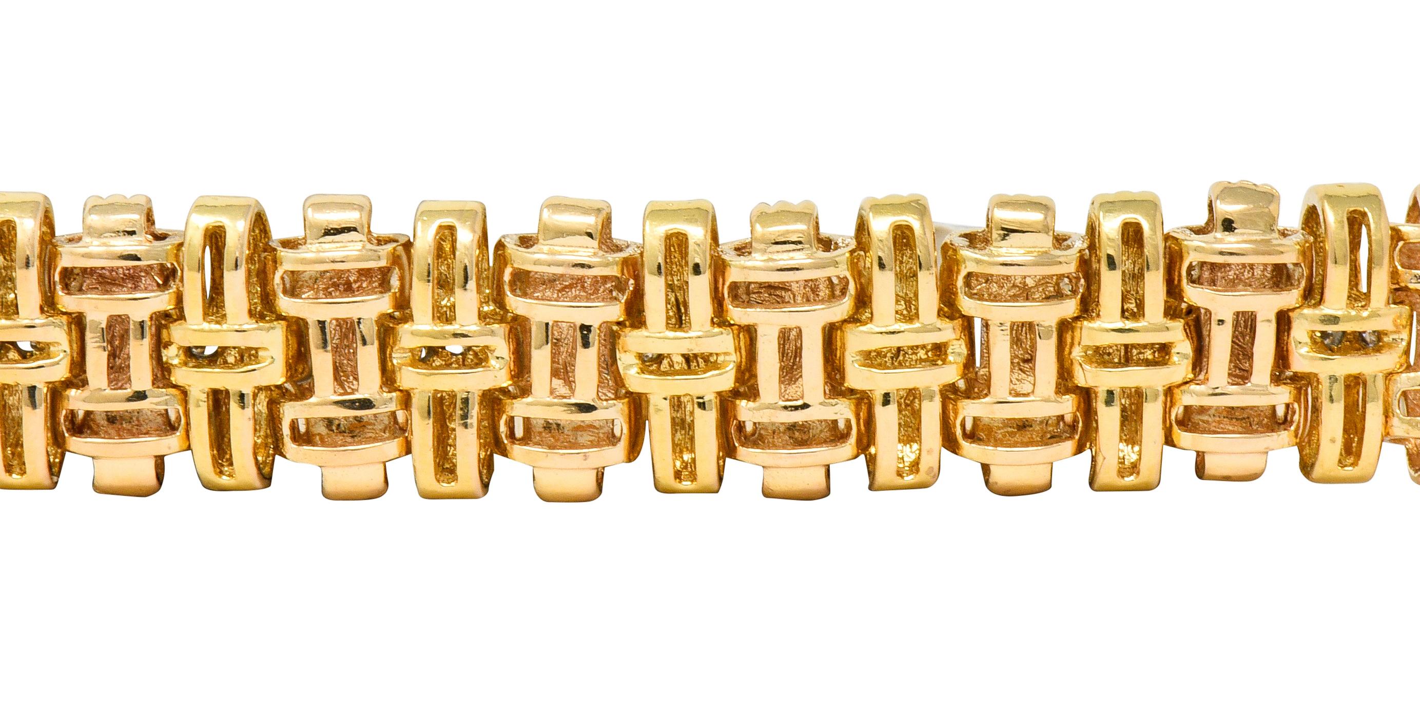 Roberto Coin Diamond 18 Karat Gold Appassionata Woven Link Bracelet 2