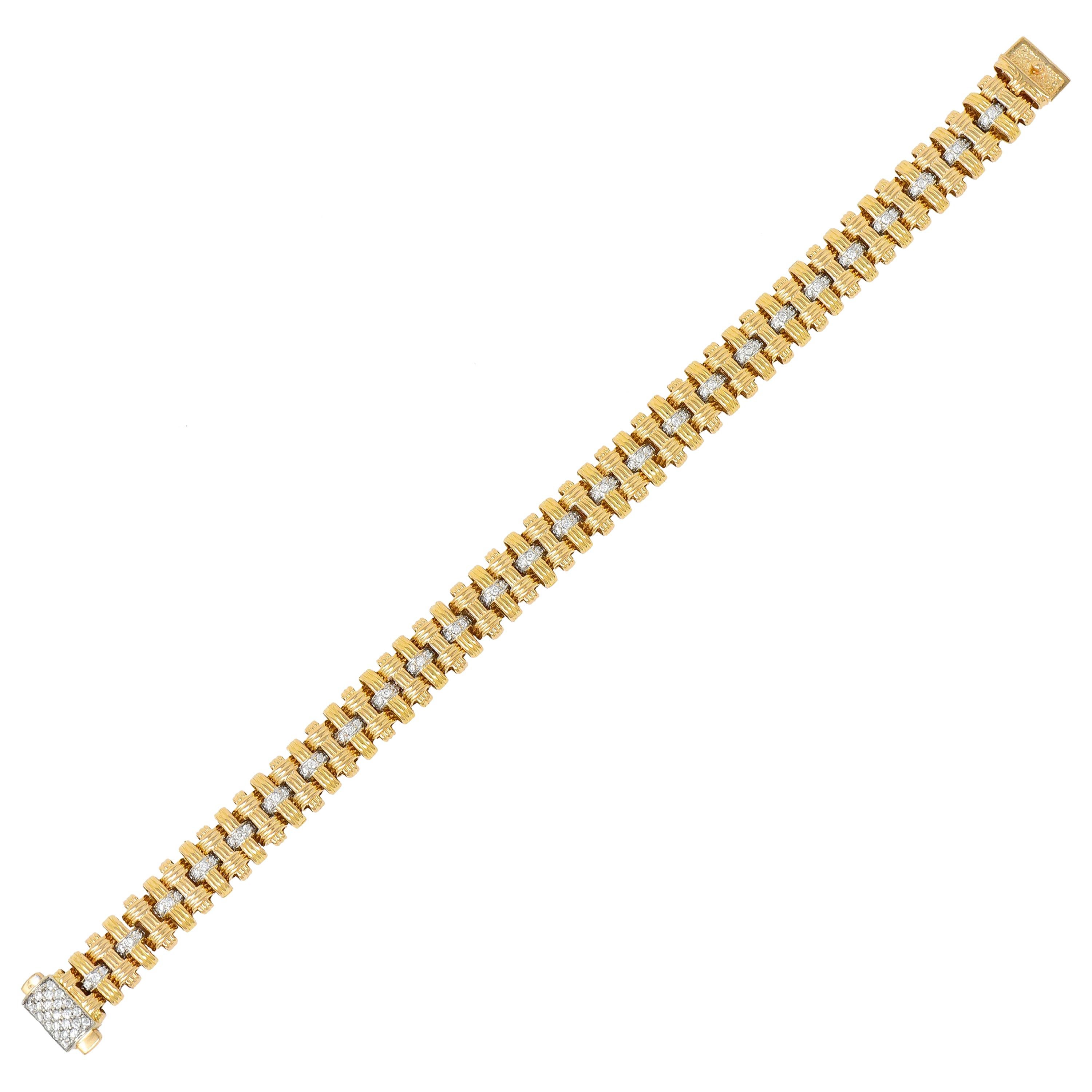 Roberto Coin Diamond 18 Karat Gold Appassionata Woven Link Bracelet
