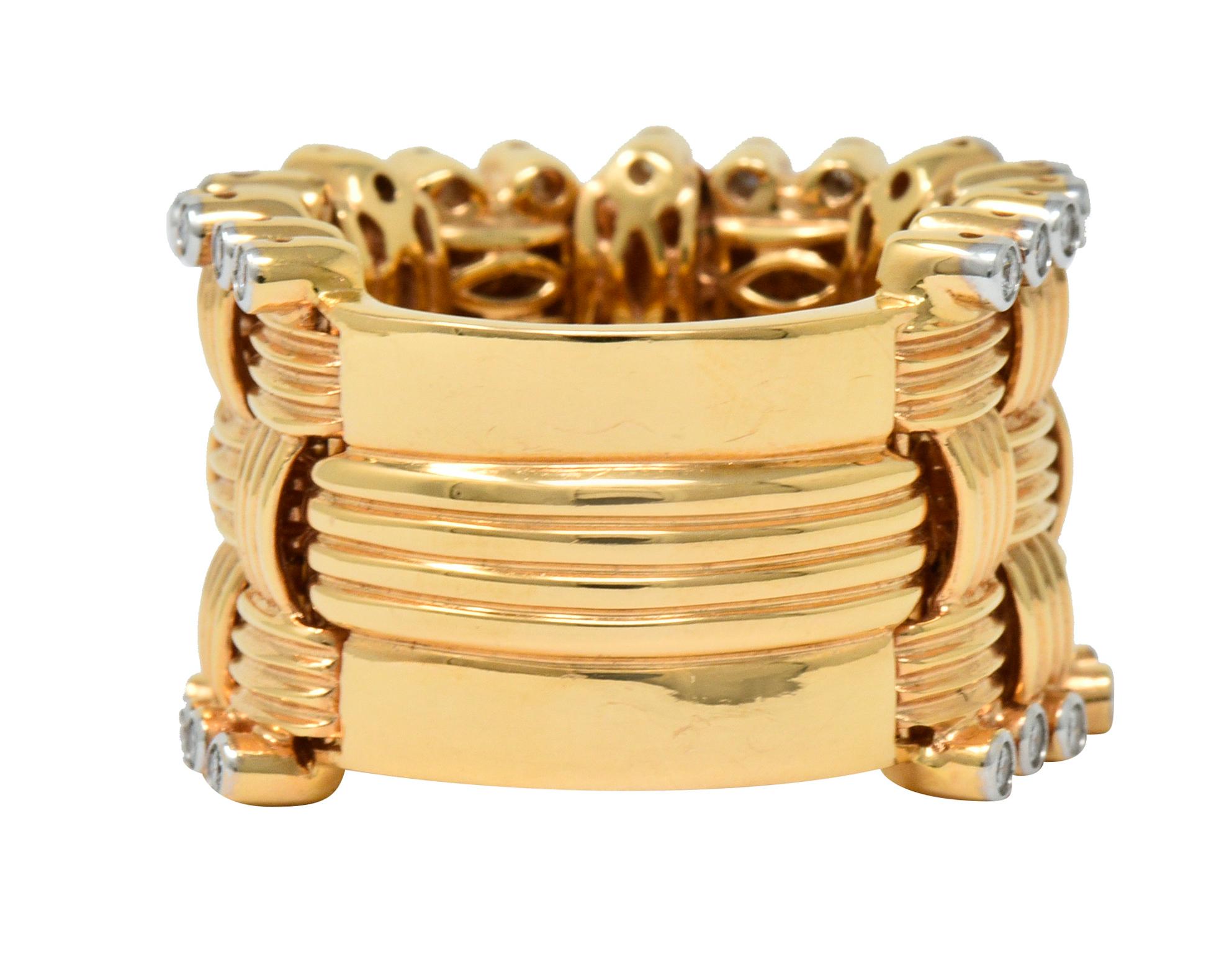 Brilliant Cut Roberto Coin Diamond 18 Karat Rose Gold Flexible Appassionata Band Ring