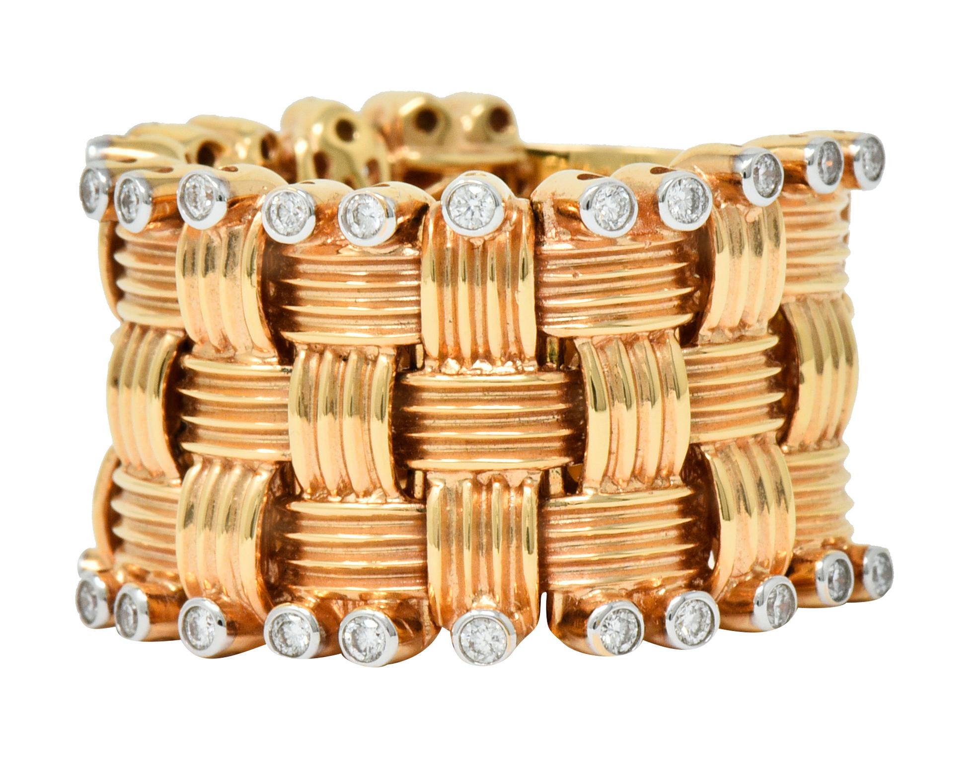 Women's or Men's Roberto Coin Diamond 18 Karat Rose Gold Flexible Appassionata Band Ring