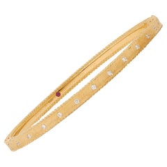 Roberto Coin Diamond 18 Karat Rose Gold Antique Princess Bangle Bracelet